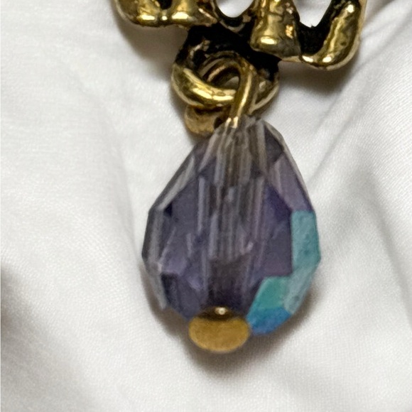 Kirks Folly Antiqued Gold Tone Crystal Angels Pendant 2” - Picture 4 of 8